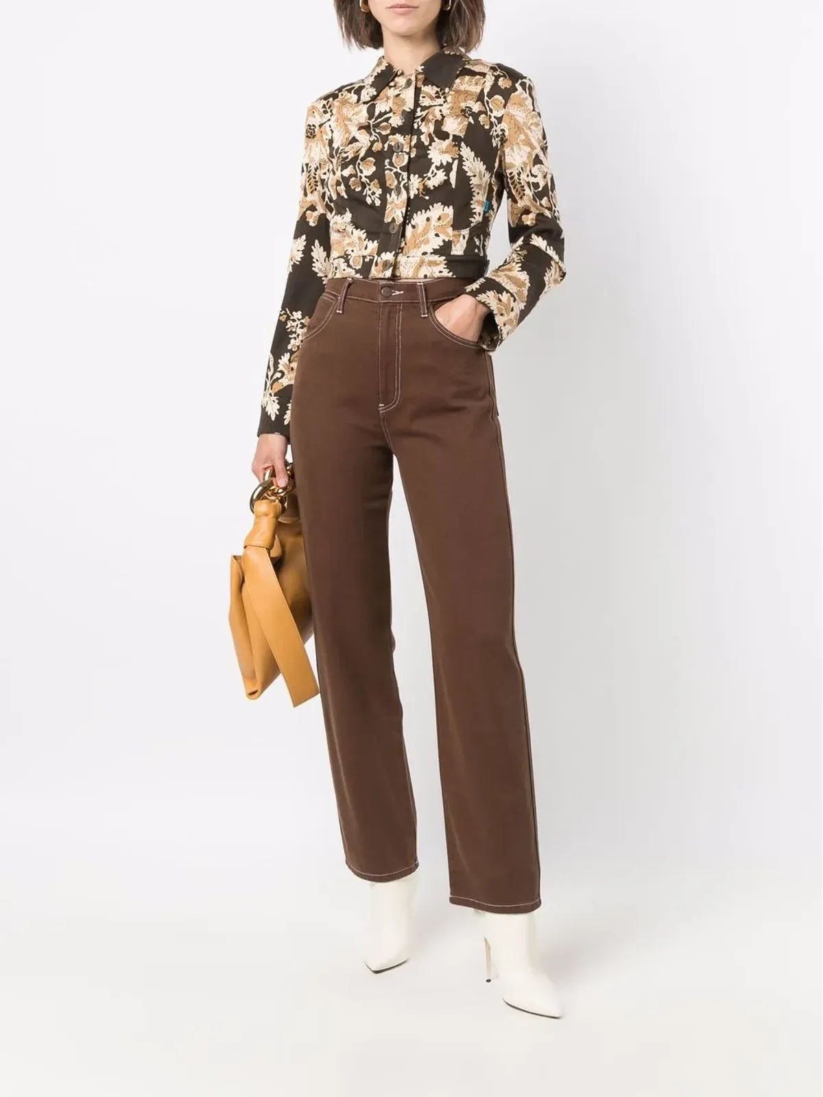 Christian Lacroix Pre-Owned リーフ柄クロップドジャケット - 画像2