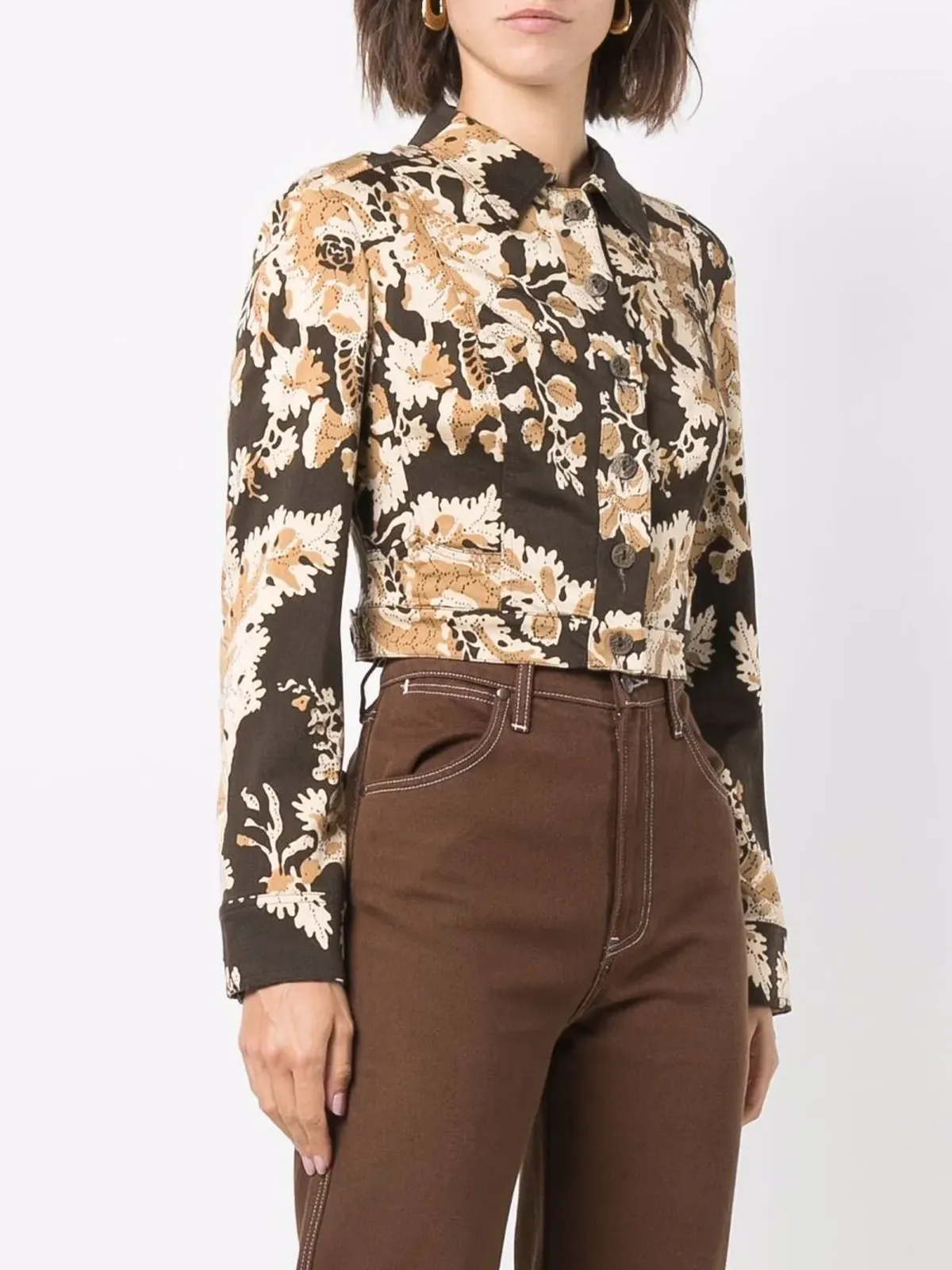 Christian Lacroix Pre-Owned リーフ柄クロップドジャケット - 画像3