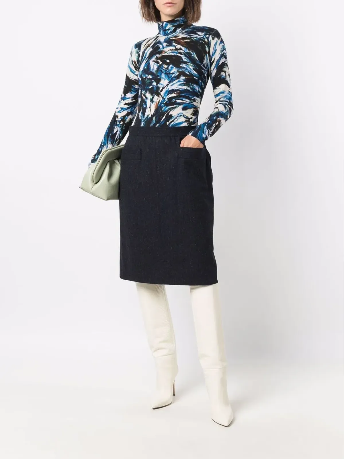 Saint Laurent Pre-Owned 1980年代 ハイウエスト ストレートスカート - ブルー - 画像2