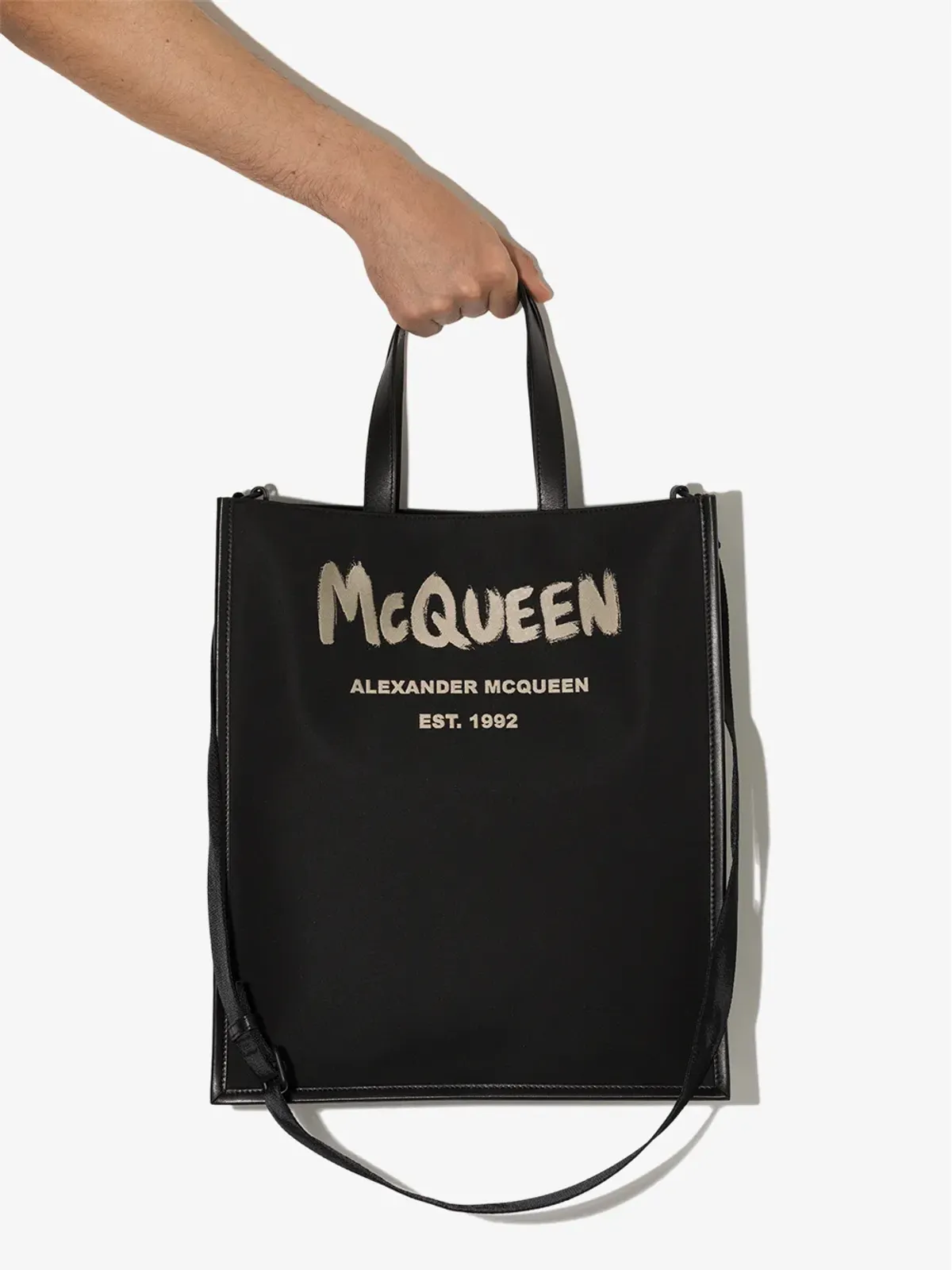 Alexander McQueen ブラッシュド ロゴ トートバッグ - 画像4