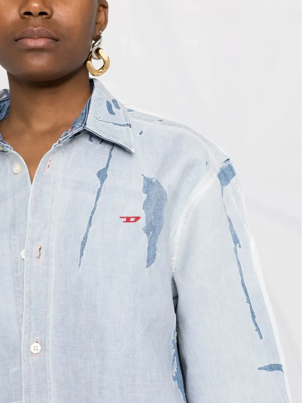 Diesel ダメージ加工デニムシャツドレス - ブルー - 画像5