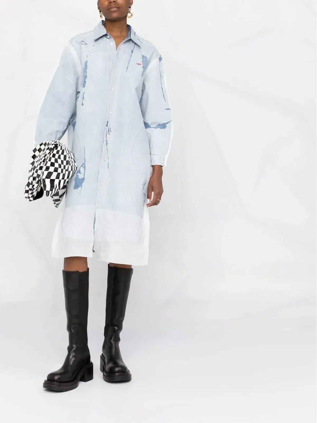 Diesel ダメージ加工デニムシャツドレス - ブルー - 画像2