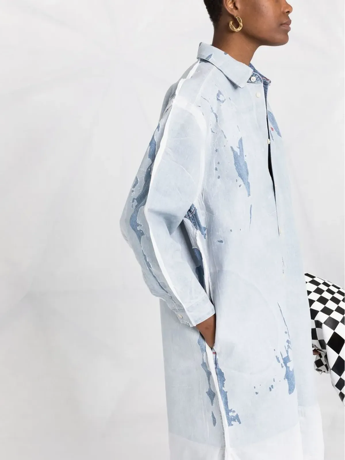 Diesel ダメージ加工デニムシャツドレス - ブルー - 画像3