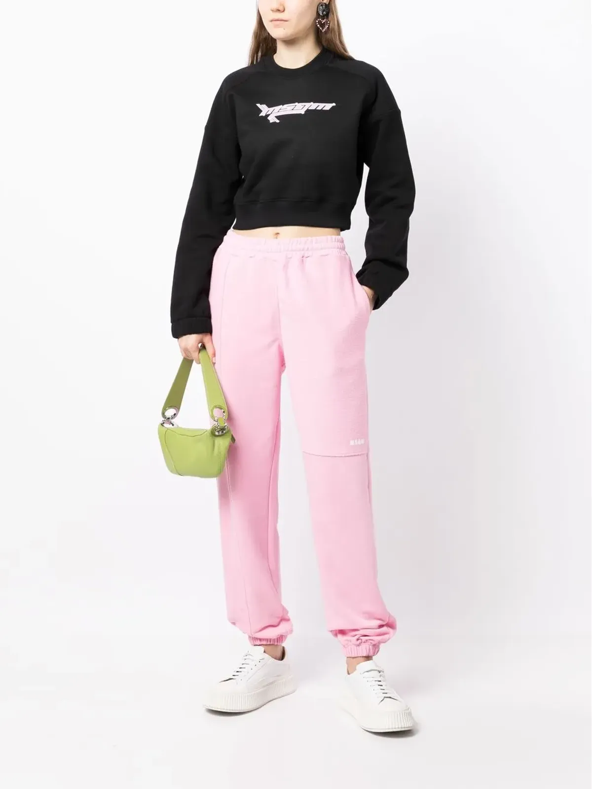 MSGM ロゴプリント入り クロップドスウェット - 画像2