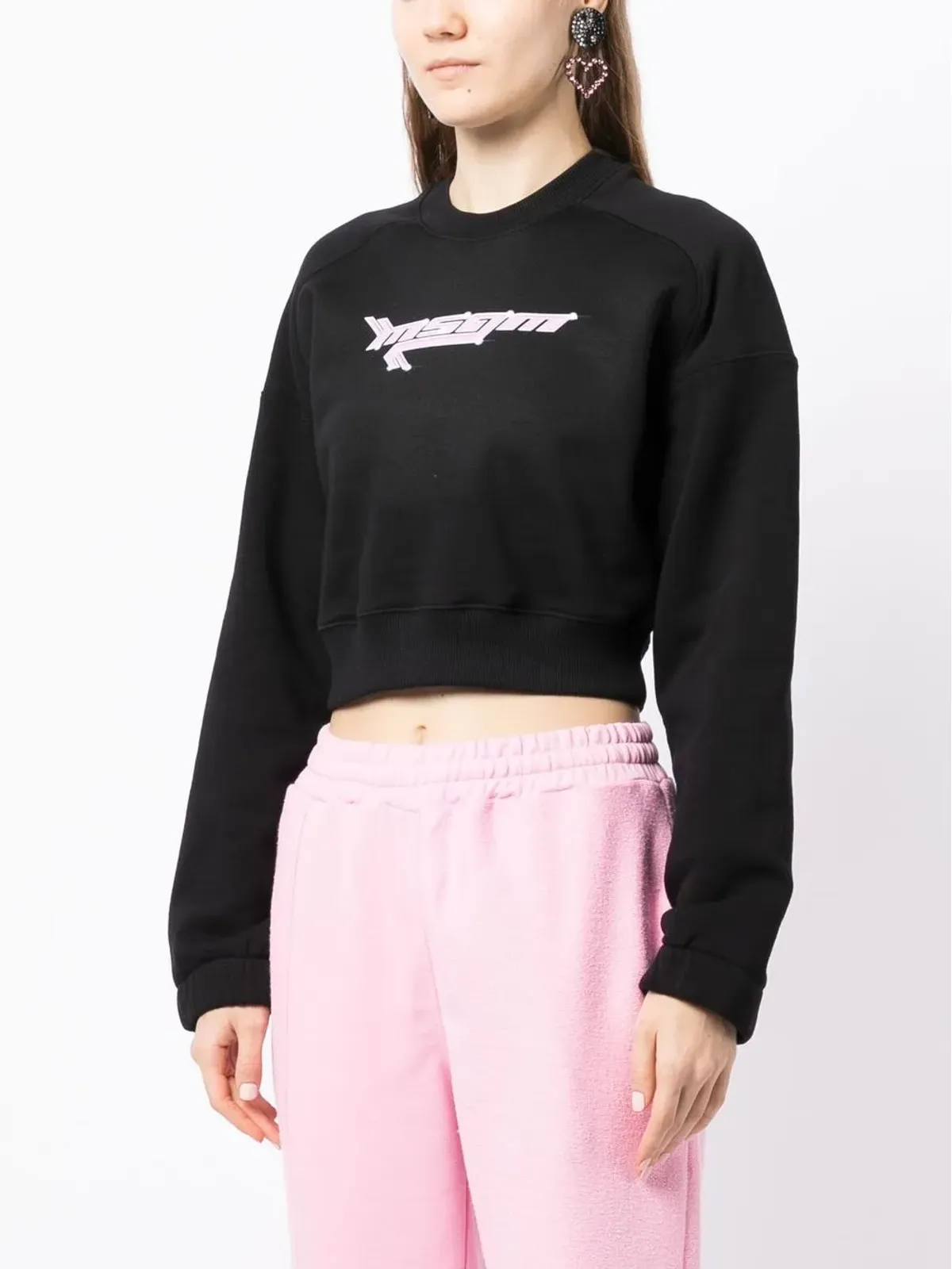 MSGM ロゴプリント入り クロップドスウェット - 画像3