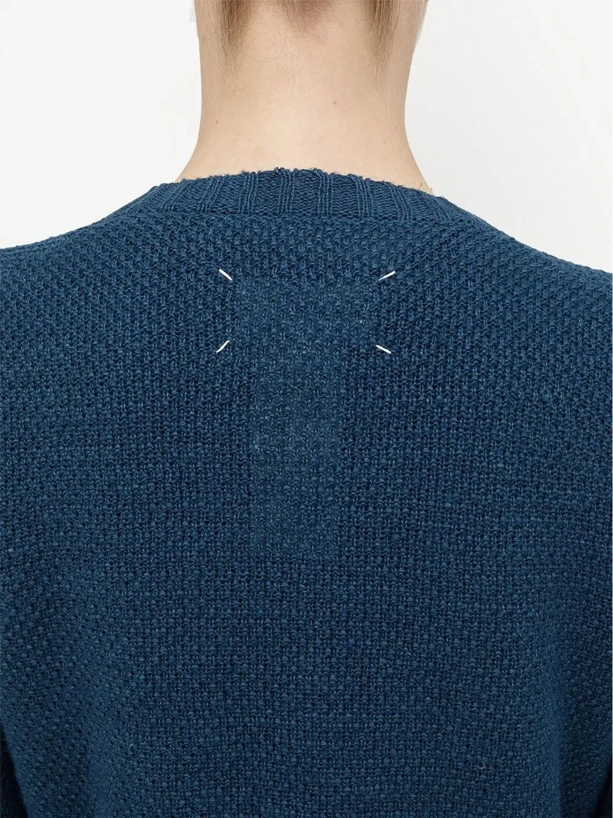 Maison Margiela バスケット編み ラウンドネック カーディガン ブルー - 画像5