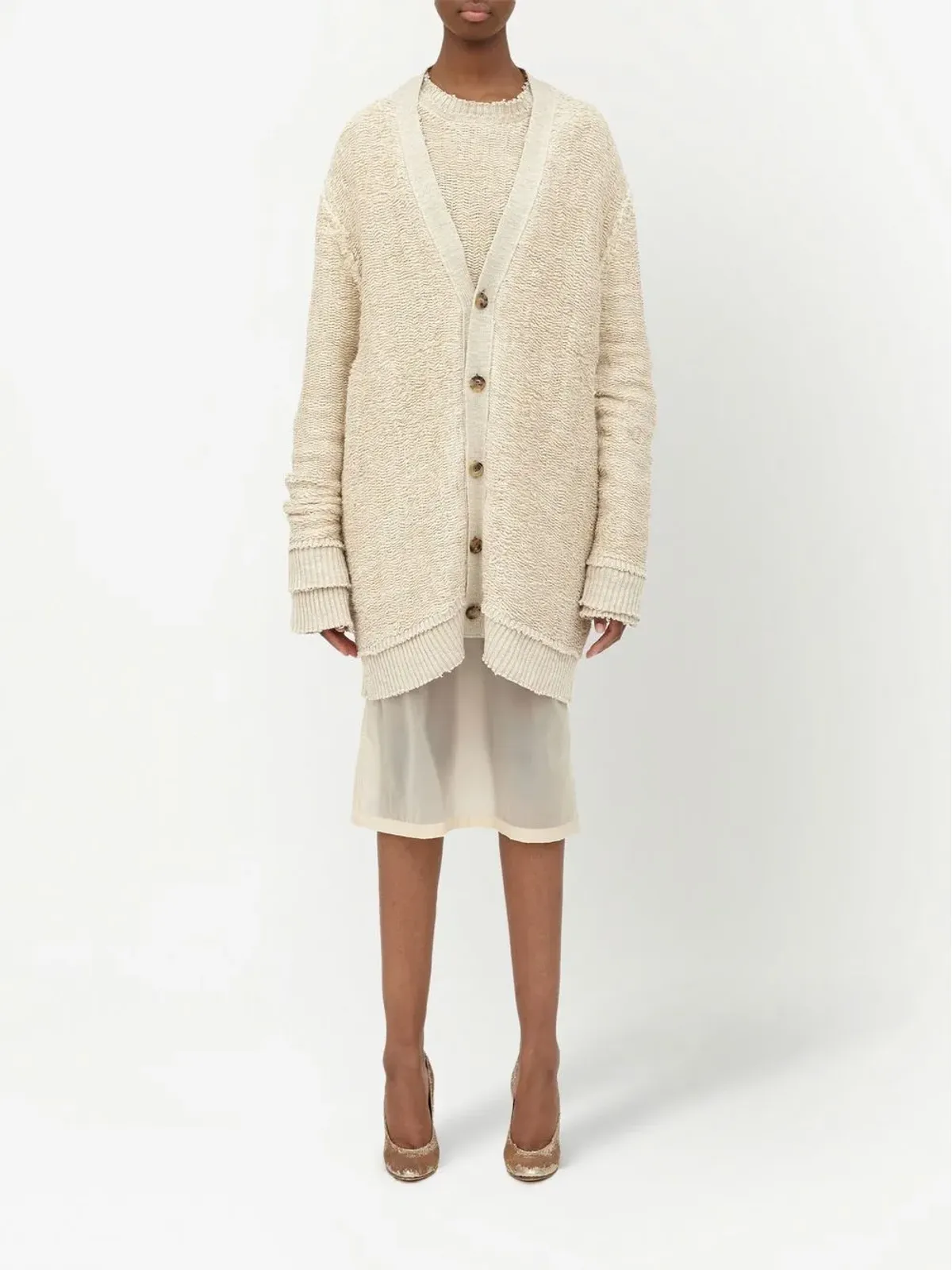 Maison Margiela 切りっぱなしVネックカーディガン - 画像2