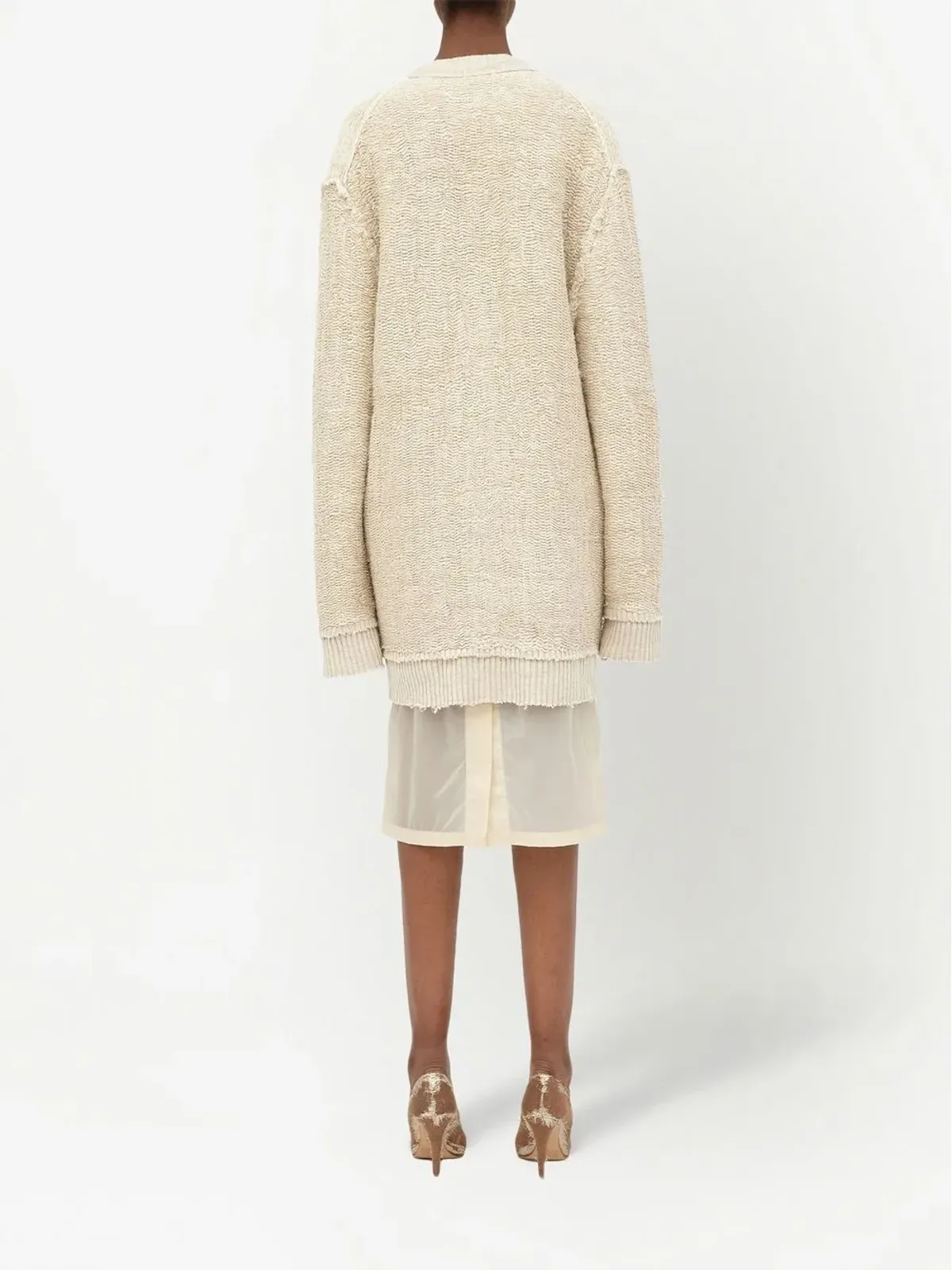 Maison Margiela 切りっぱなしVネックカーディガン - 画像4