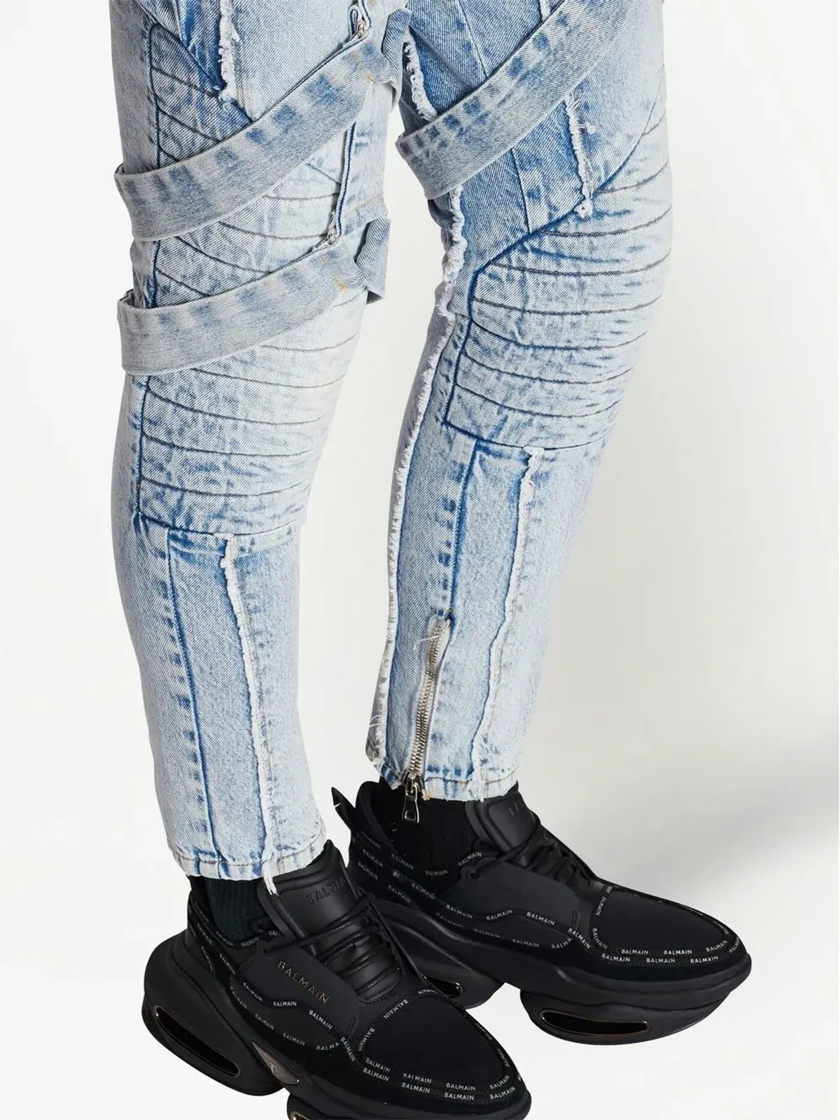 Balmain スリムフィットストラップジーンズ - 画像5
