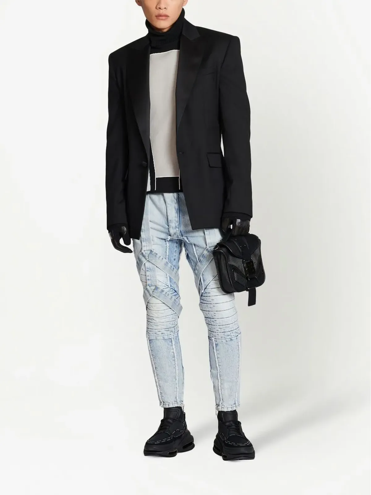 Balmain スリムフィットストラップジーンズ - 画像2