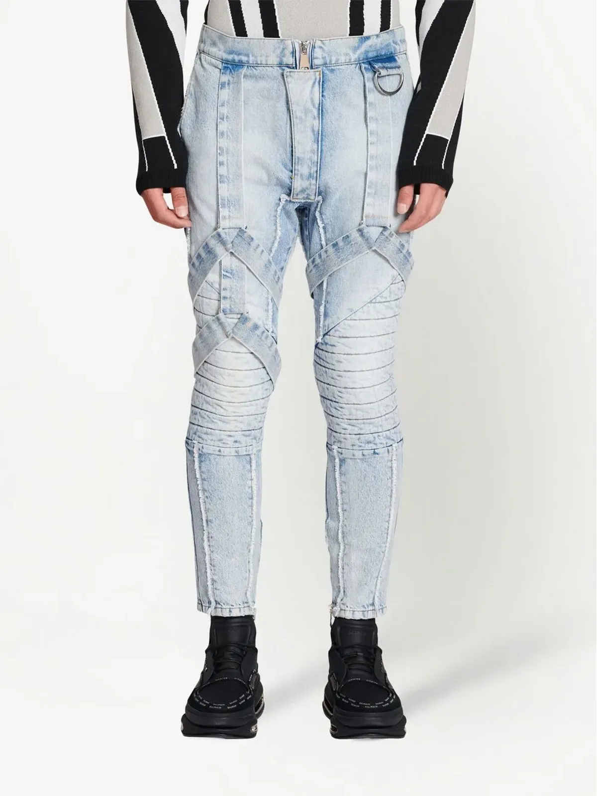 Balmain スリムフィットストラップジーンズ - 画像3