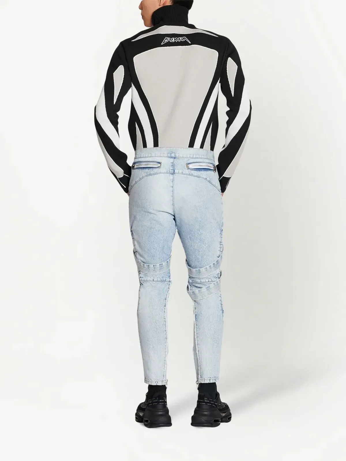 Balmain スリムフィットストラップジーンズ - 画像4