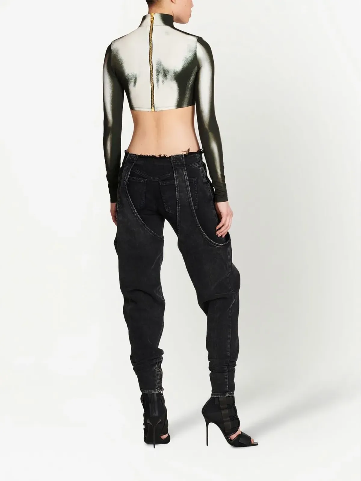 Balmain ローライズ ウォッシュド コットン ジーンズ - 画像4