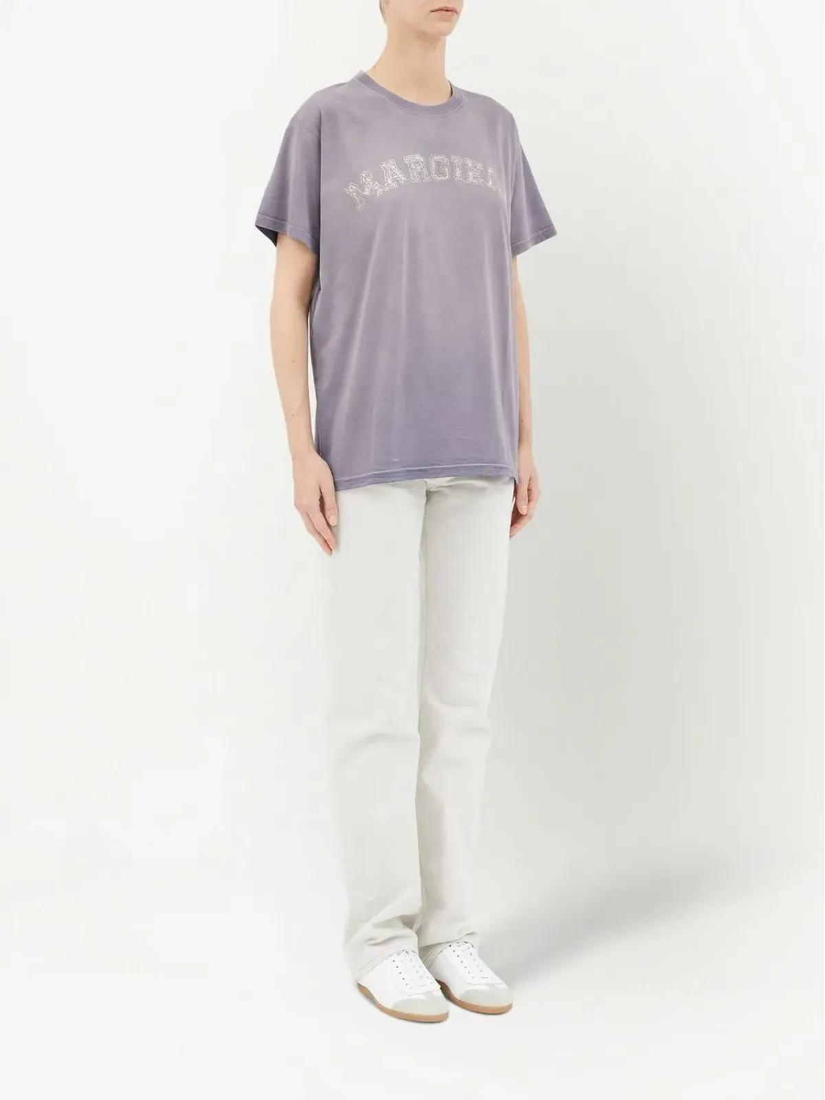 Maison Margiela ロゴプリント ジャージーTシャツ - パープル - 画像4