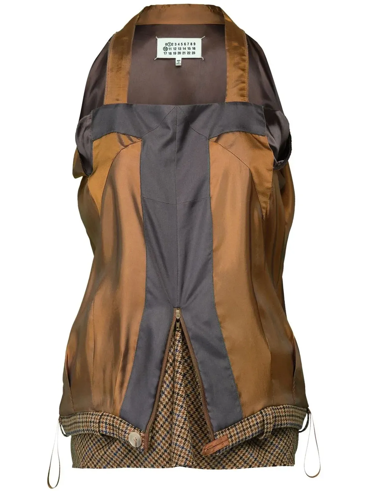 Maison Margiela デコルティケ ハウンドトゥース柄トップ - ブラウン - 画像1