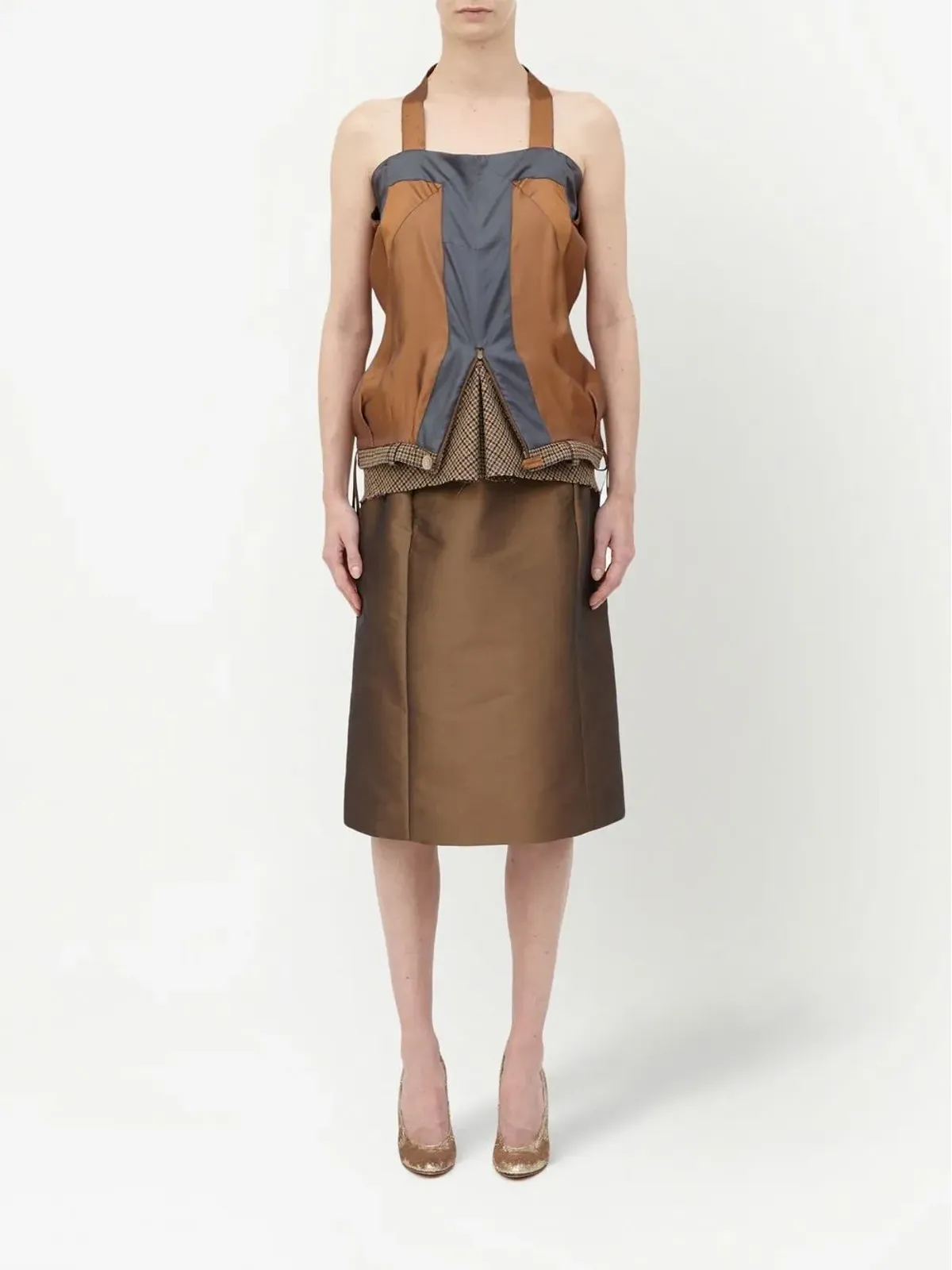 Maison Margiela デコルティケ ハウンドトゥース柄トップ - ブラウン - 画像2