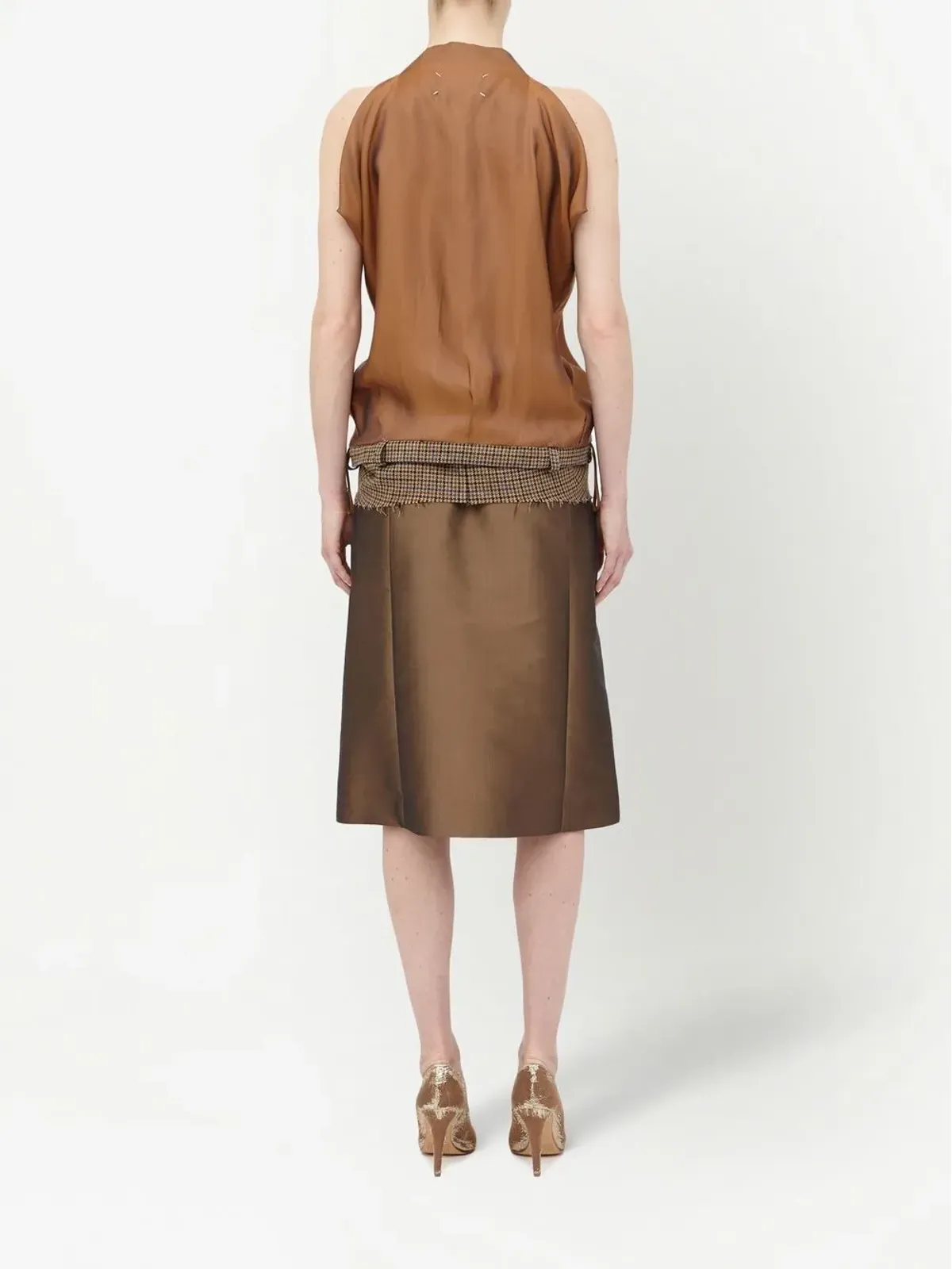 Maison Margiela デコルティケ ハウンドトゥース柄トップ - ブラウン - 画像4