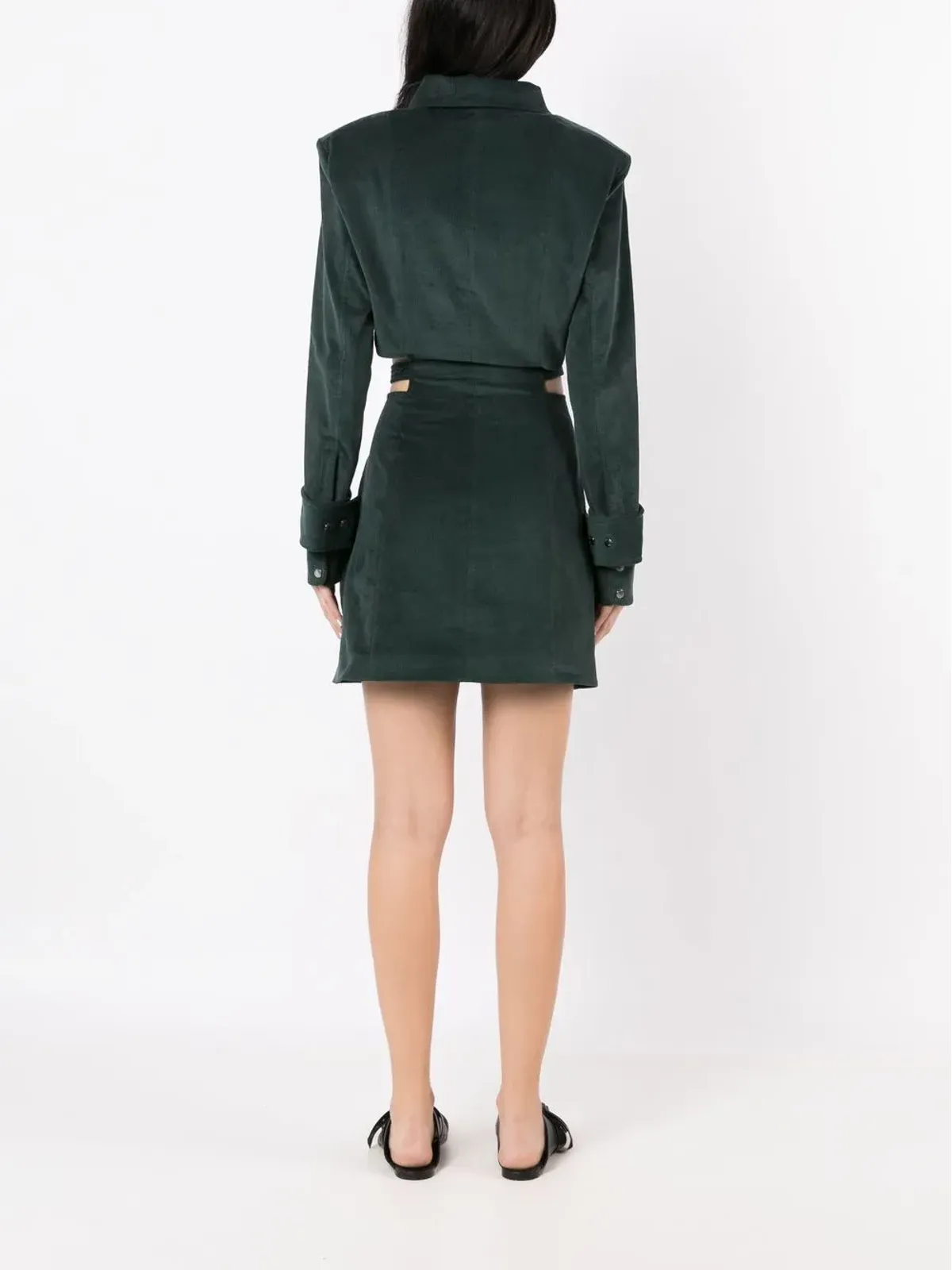 Gloria Coelho コーデュロイ カットアウト ドレス - Green - 画像4