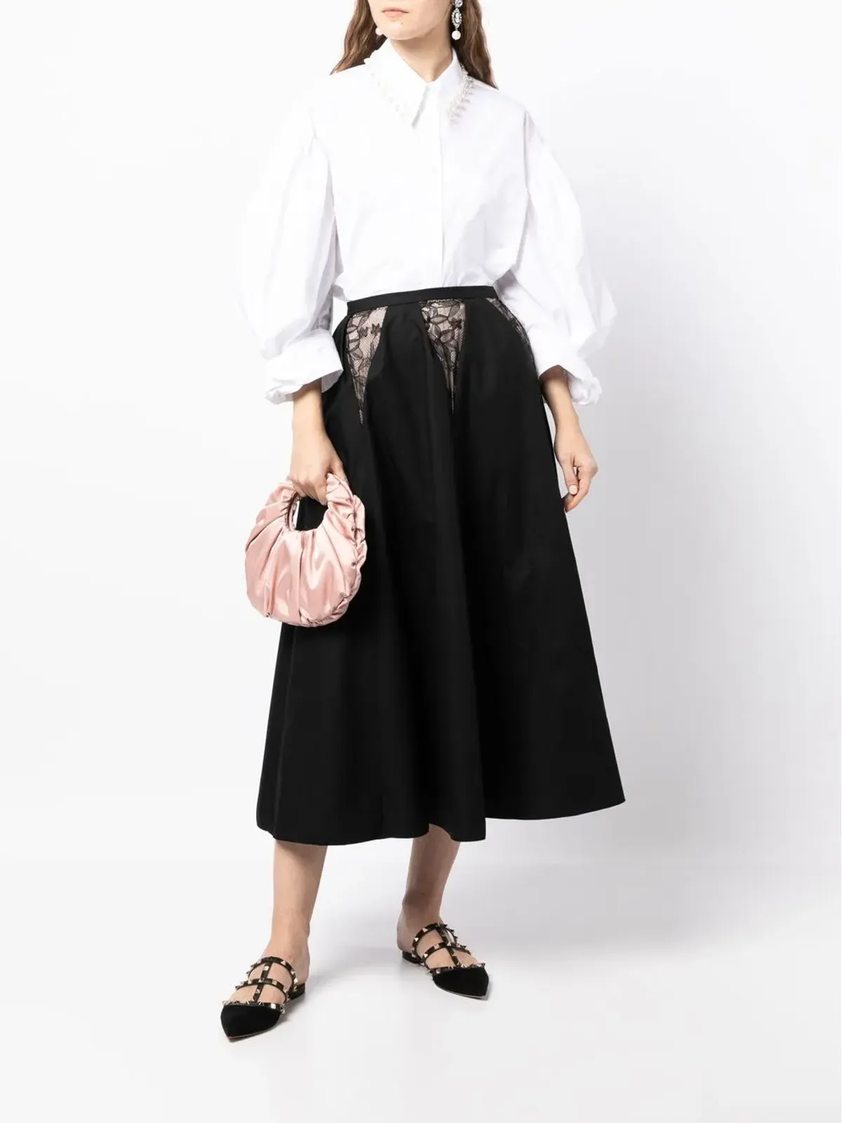 Giambattista Valli レースディテール ハイウエストスカート - 画像2