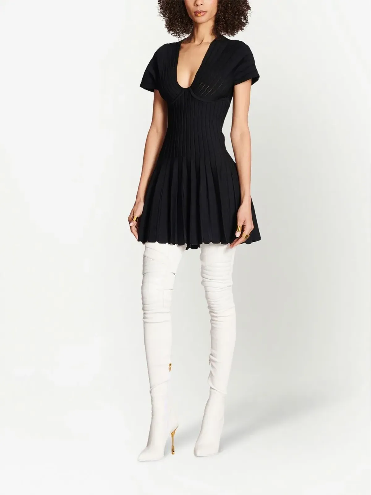 Balmain プリーツメッシュミニドレス - 画像2