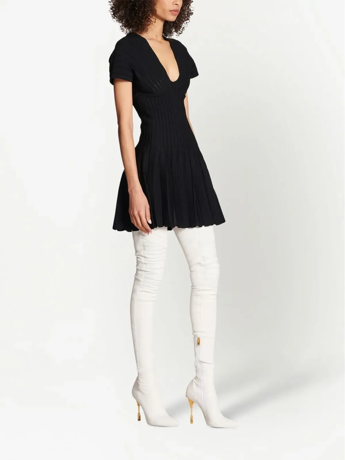 Balmain プリーツメッシュミニドレス - 画像3