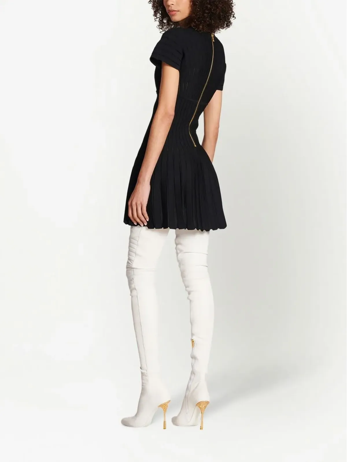 Balmain プリーツメッシュミニドレス - 画像4