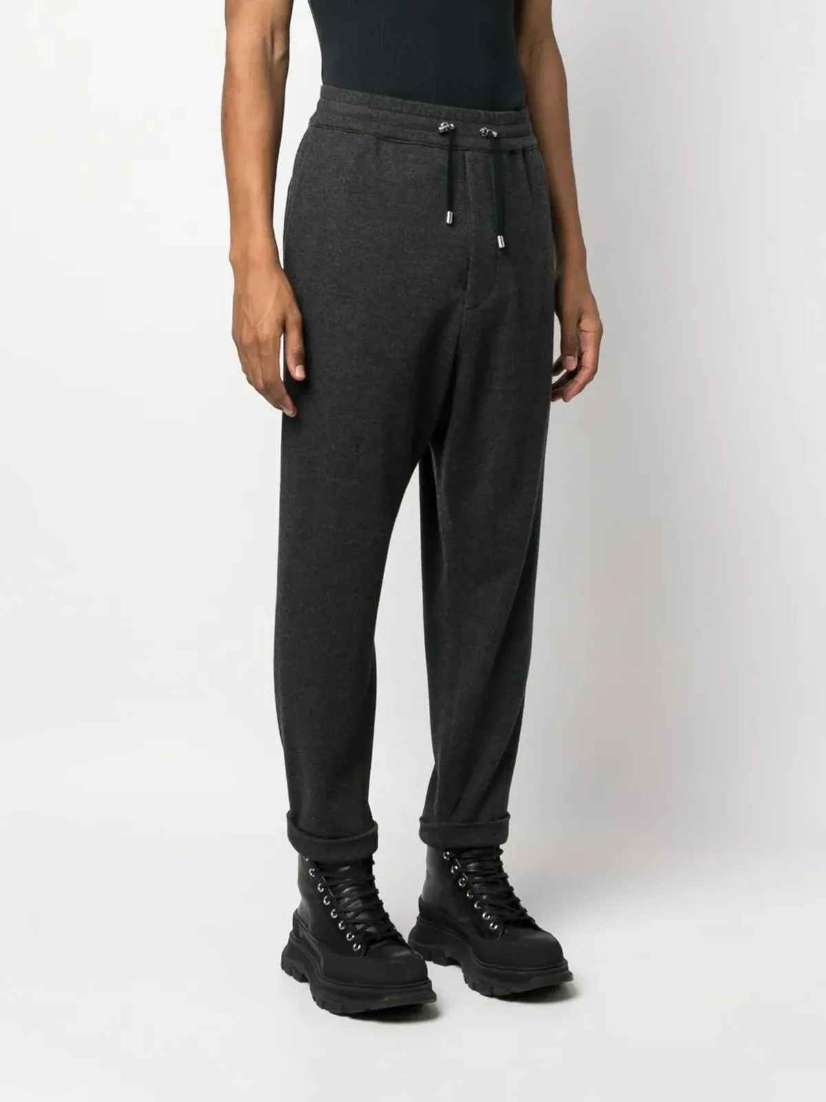 Balmain ロー・クロッチ・ドローストリングウエストパンツ - グレー - 画像3