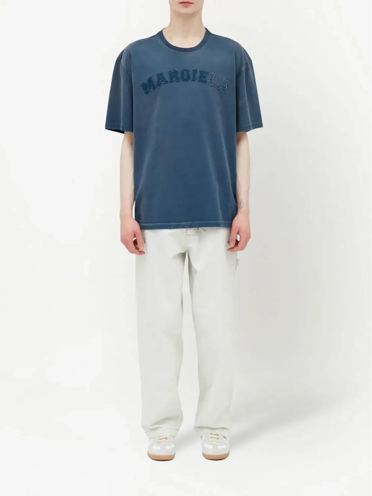 Maison Margiela ロゴ・アップリケ ジャージー Tシャツ ブルー - 画像2