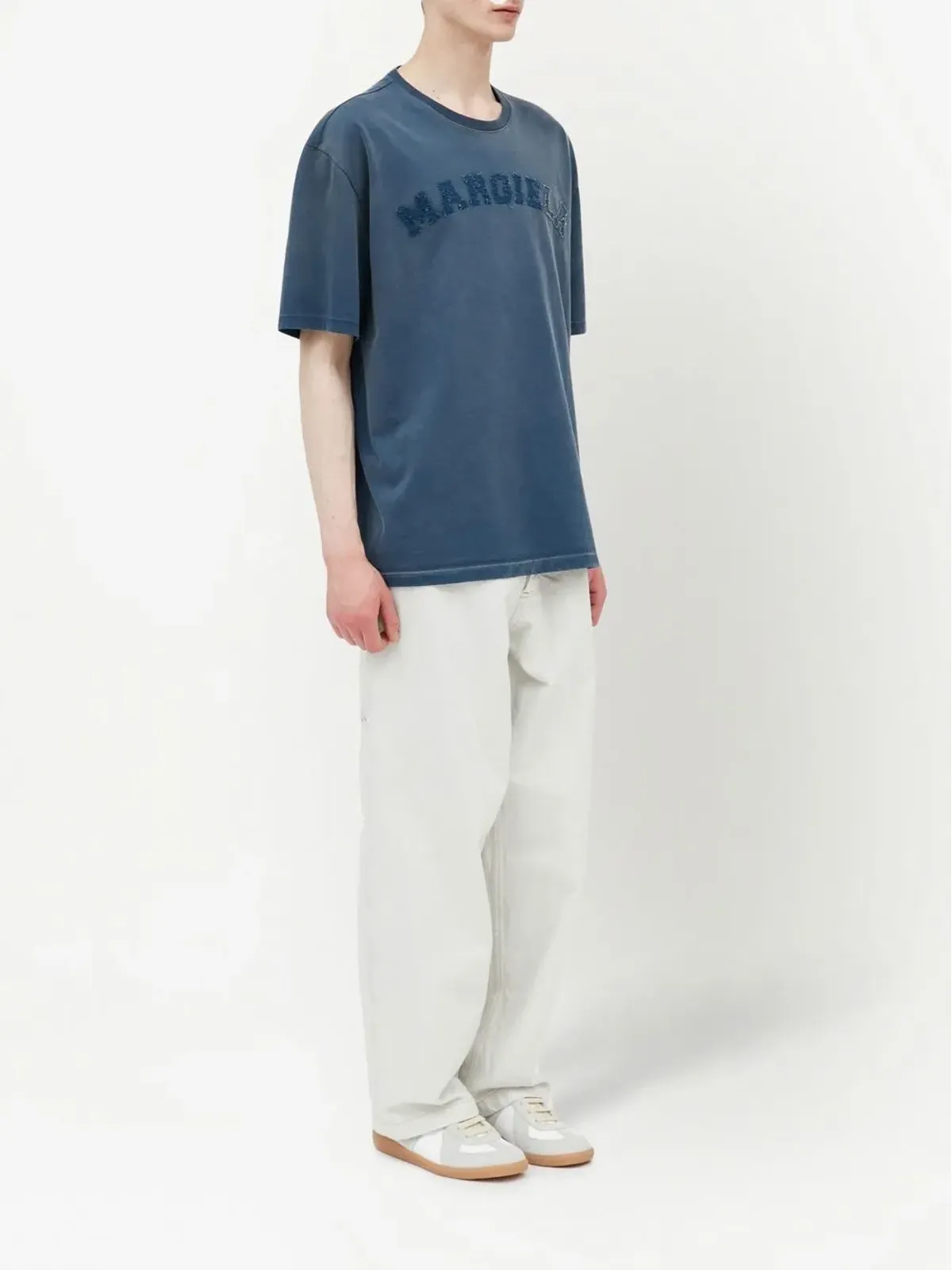 Maison Margiela ロゴ・アップリケ ジャージー Tシャツ ブルー - 画像3