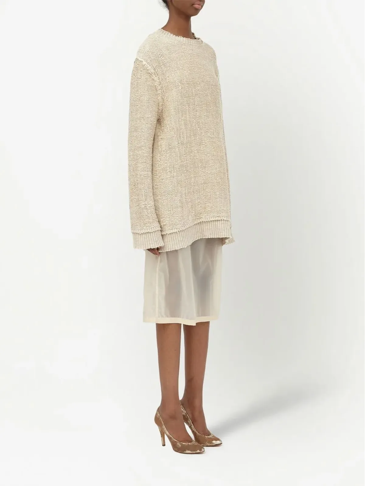 Maison Margiela ウェーブンニット クルーネック セーター - 画像3