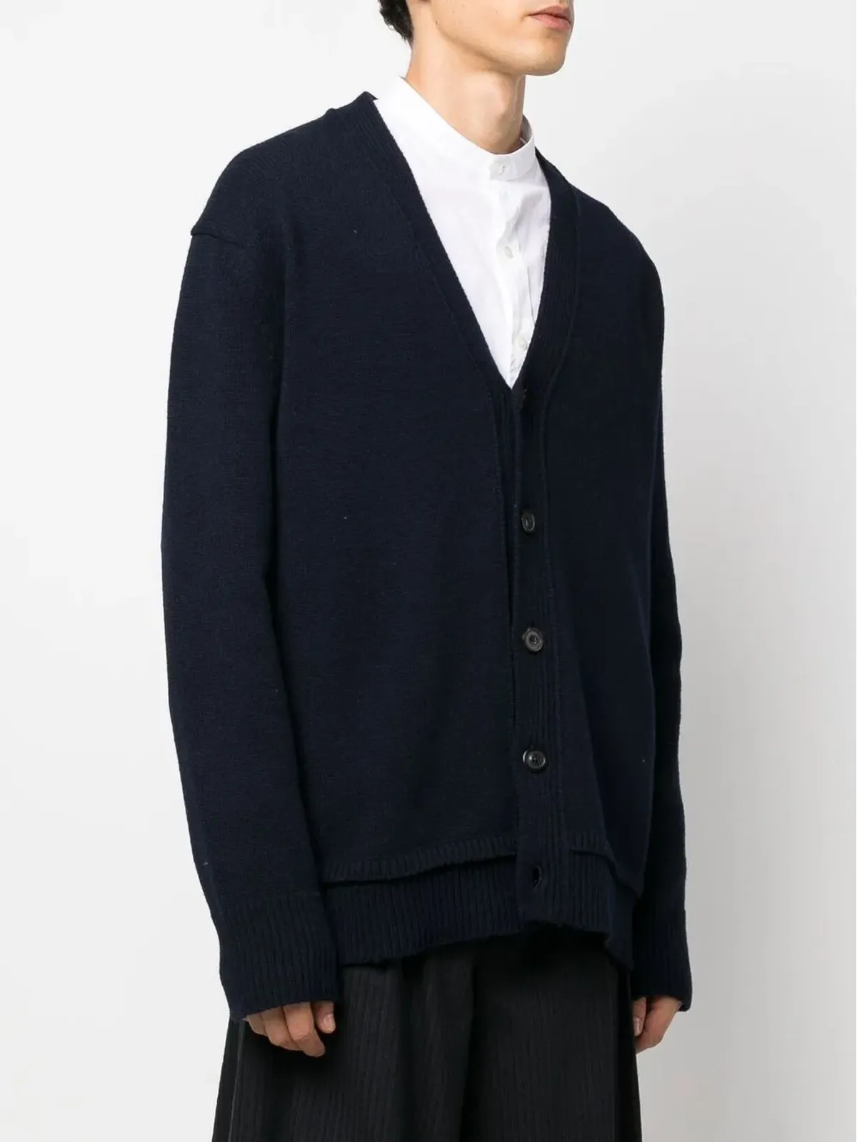 Maison Margiela 肘パッチVネックカーディガン - 画像3
