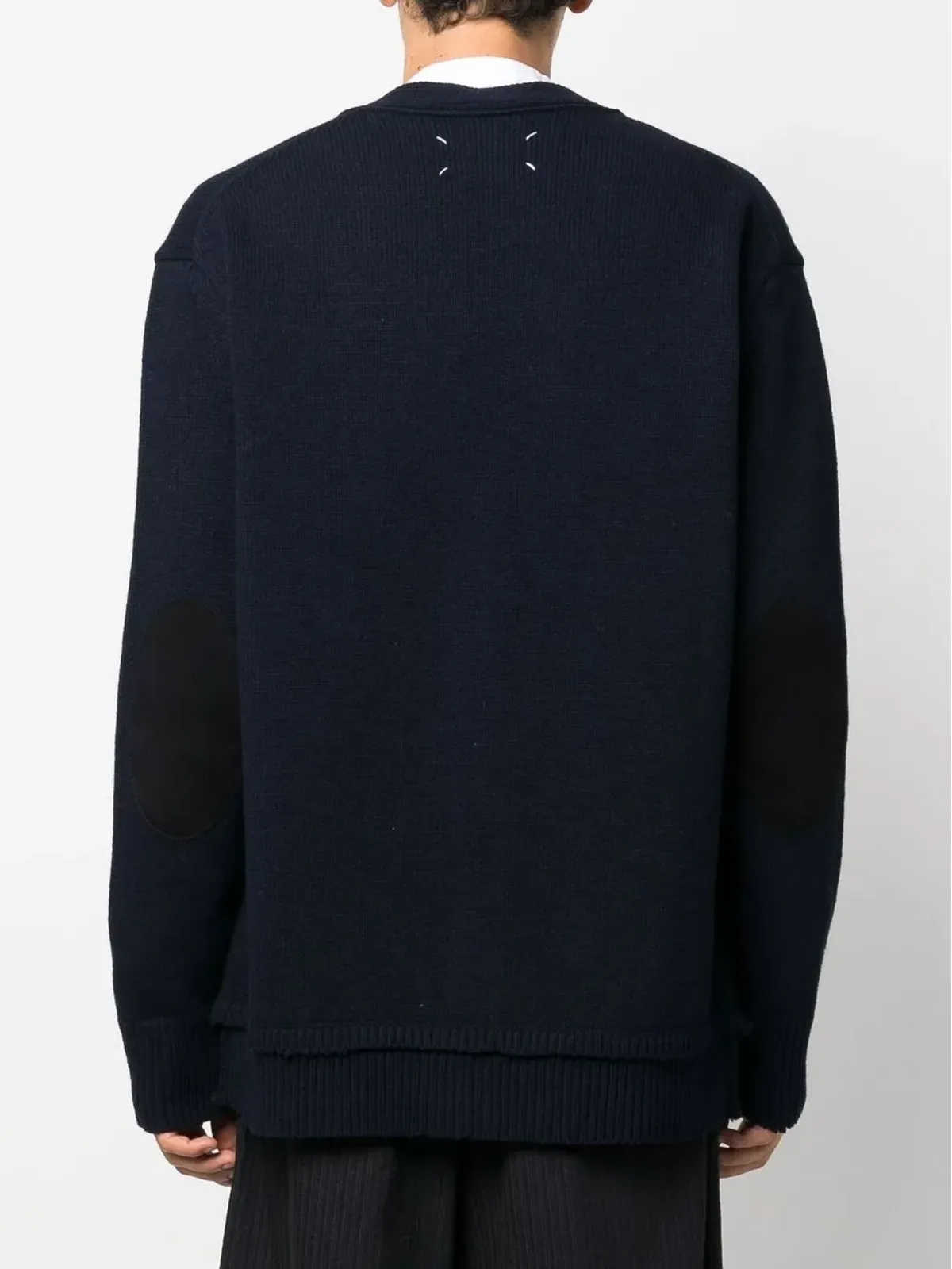 Maison Margiela 肘パッチVネックカーディガン - 画像4