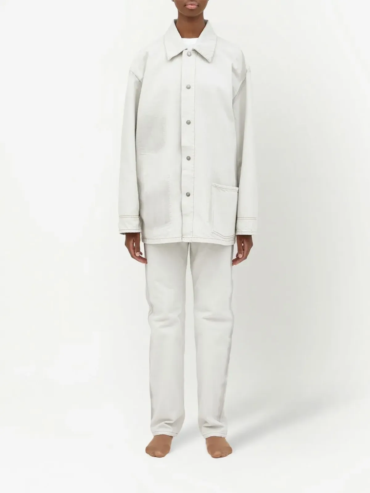 Maison Margiela セルベージデニムシャツジャケット - ホワイト - 画像2