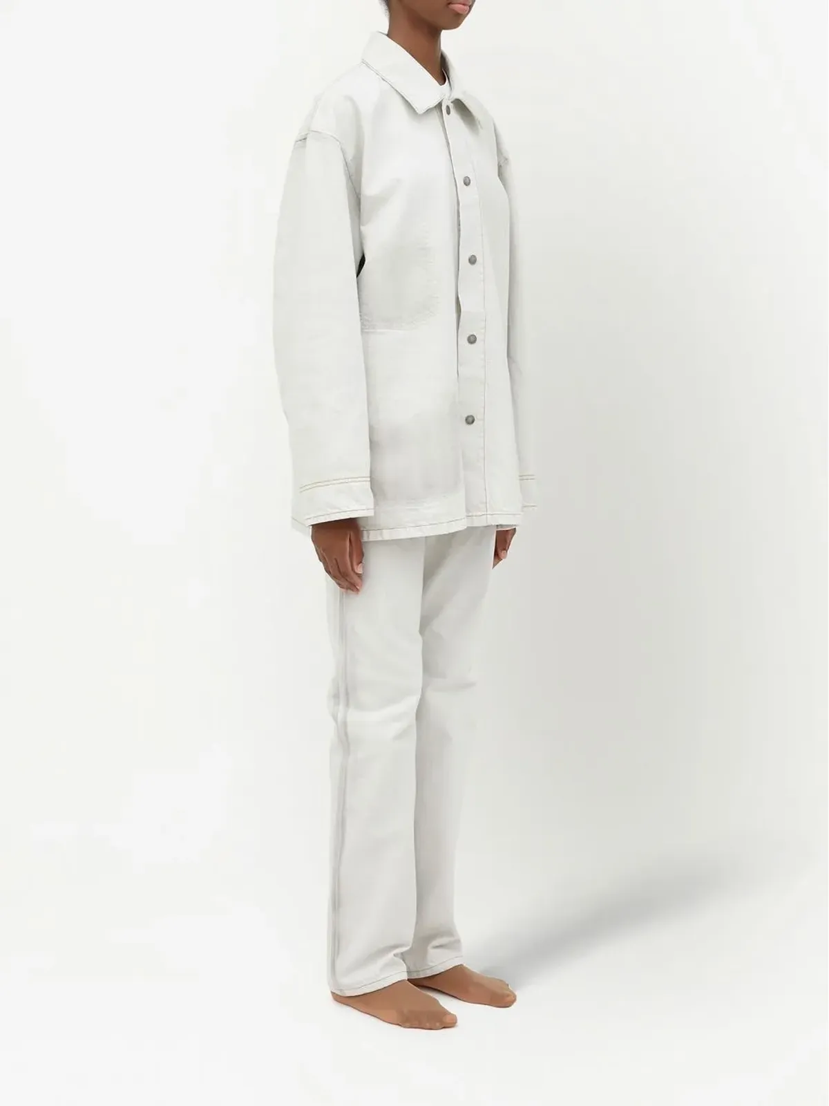 Maison Margiela セルベージデニムシャツジャケット - ホワイト - 画像3