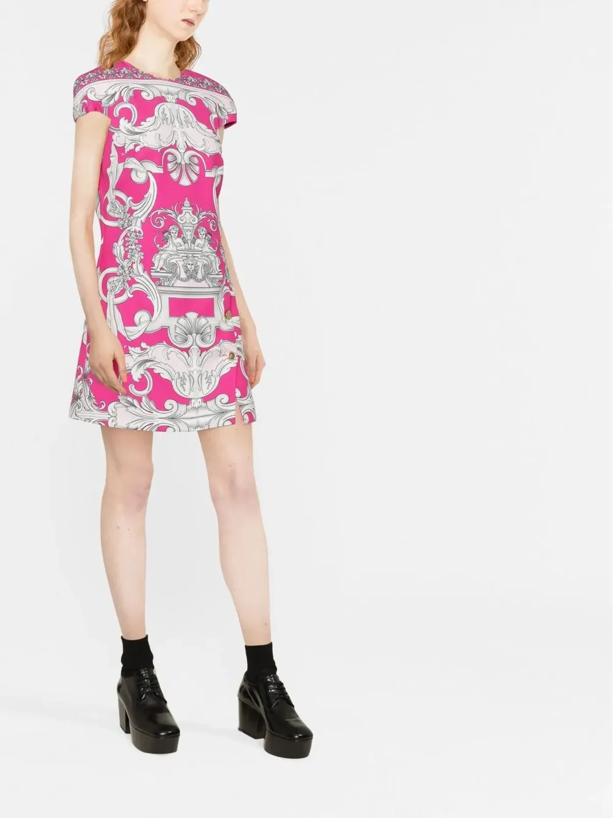 Versace シルバー バロック ミニ シフトドレス - ピンク - 画像2