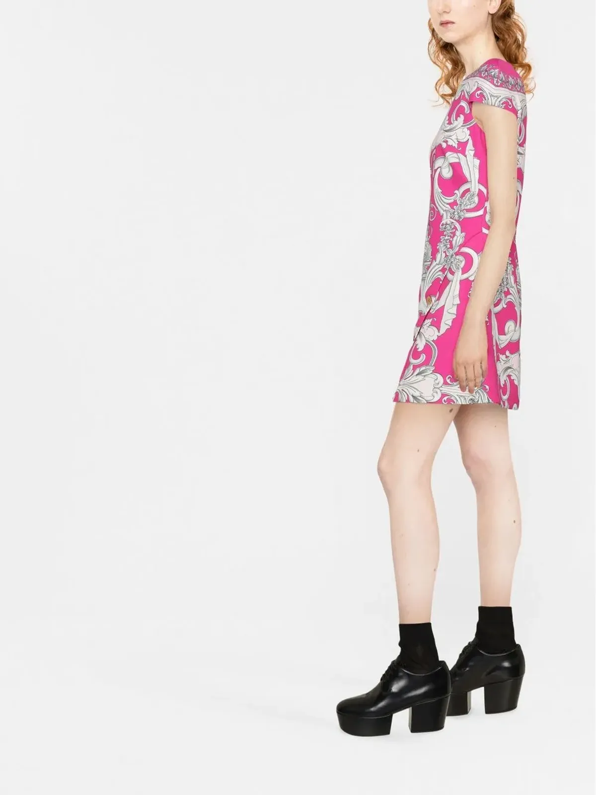 Versace シルバー バロック ミニ シフトドレス - ピンク - 画像3