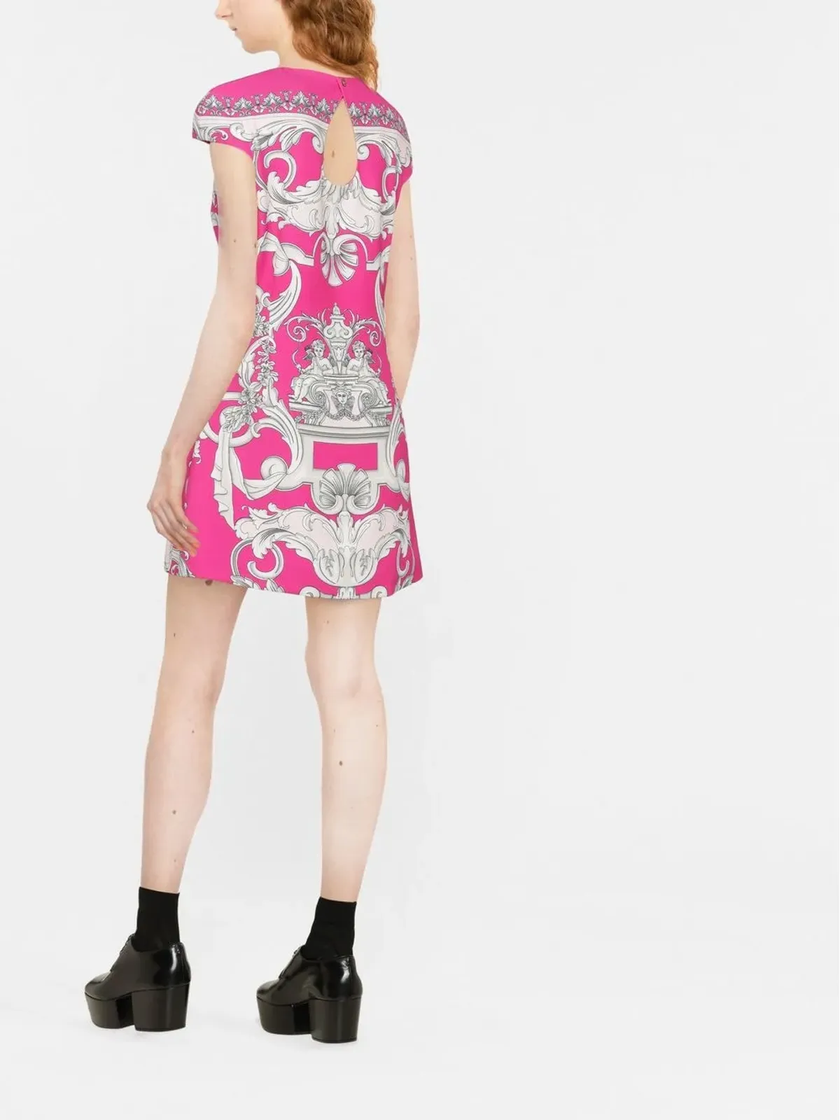 Versace シルバー バロック ミニ シフトドレス - ピンク - 画像4