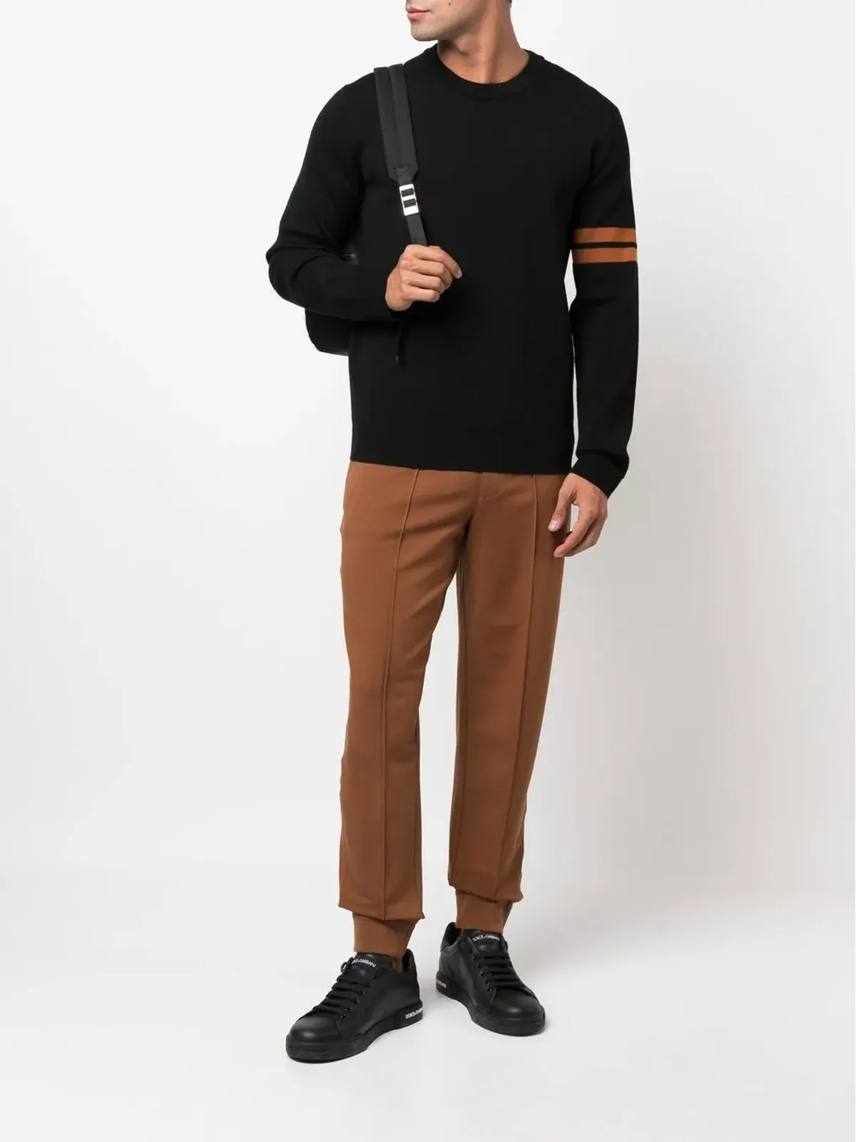 Zegna ロングスリーブ クルーネック ニットセーター ブラック - 画像2