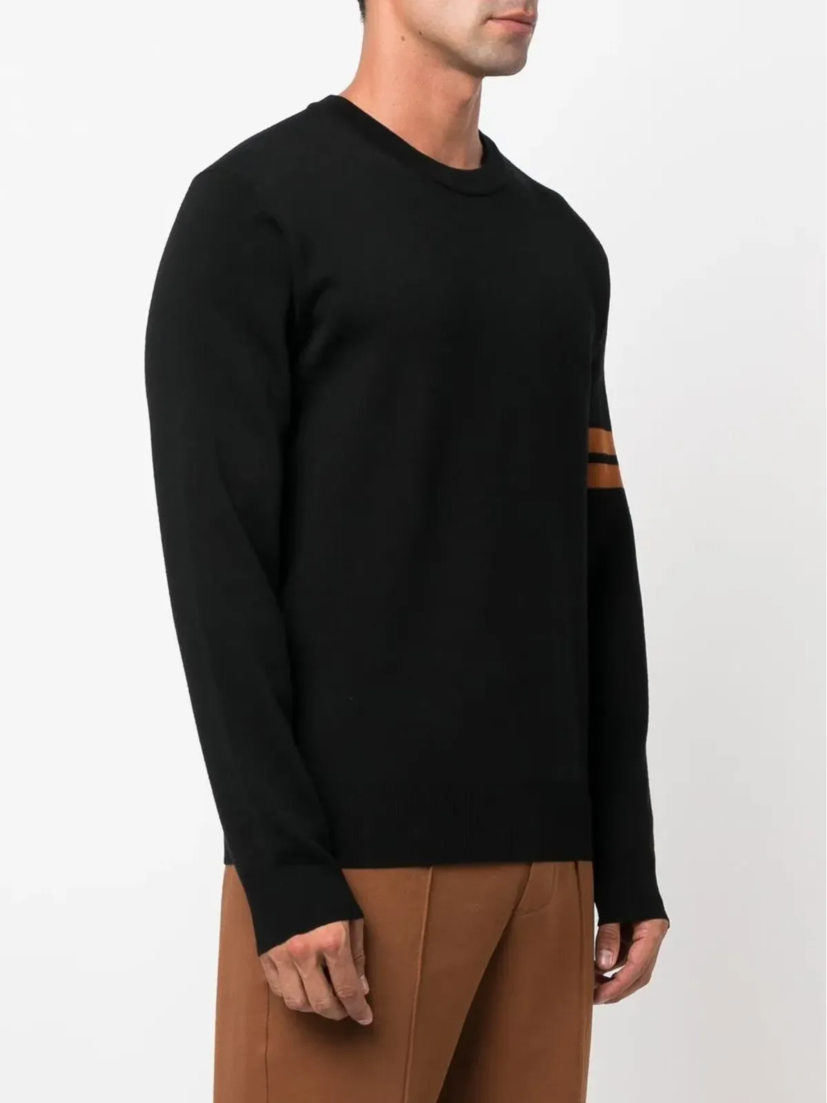 Zegna ロングスリーブ クルーネック ニットセーター ブラック - 画像3
