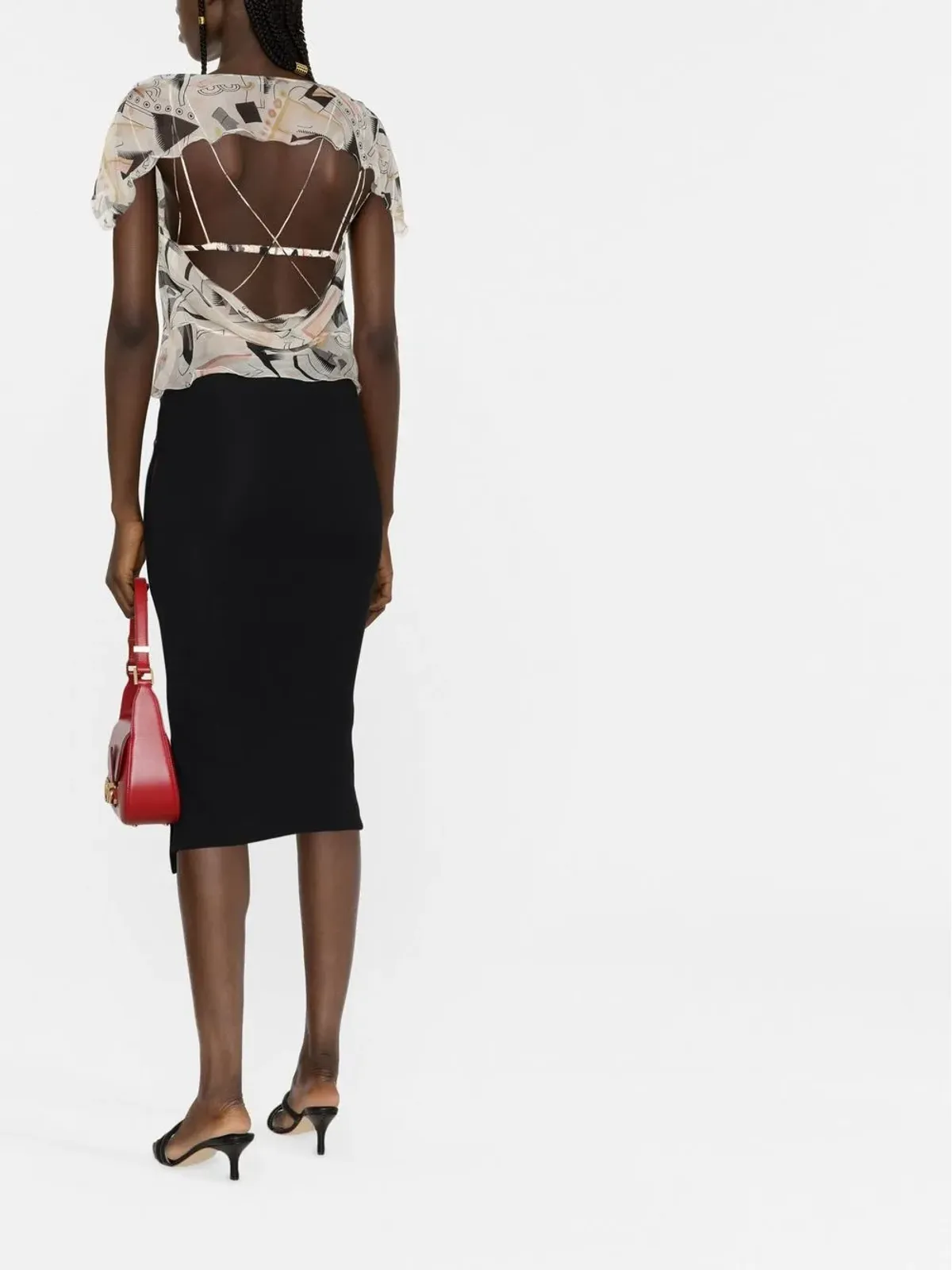 FENDI アブストラクトプリント シルク ブラウス - 画像4