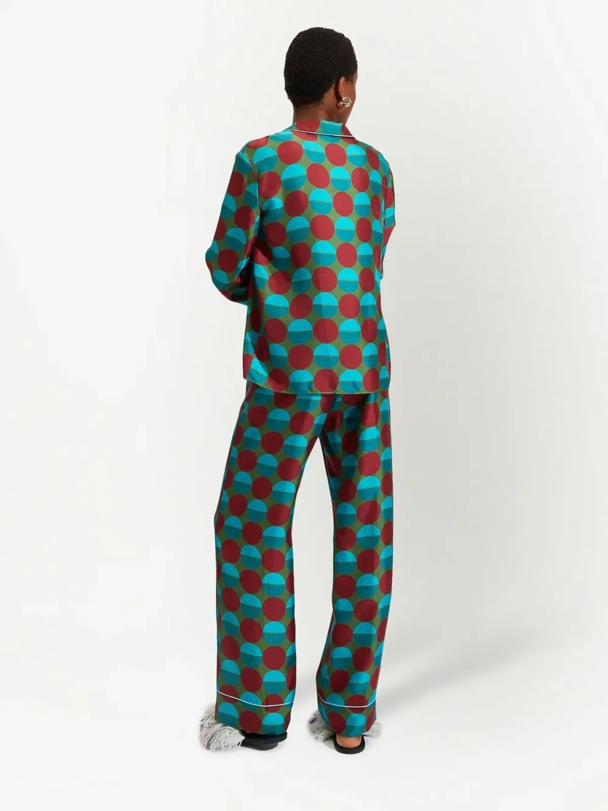 La DoubleJ graphic-print silk pyjama set - Blue - 画像4
