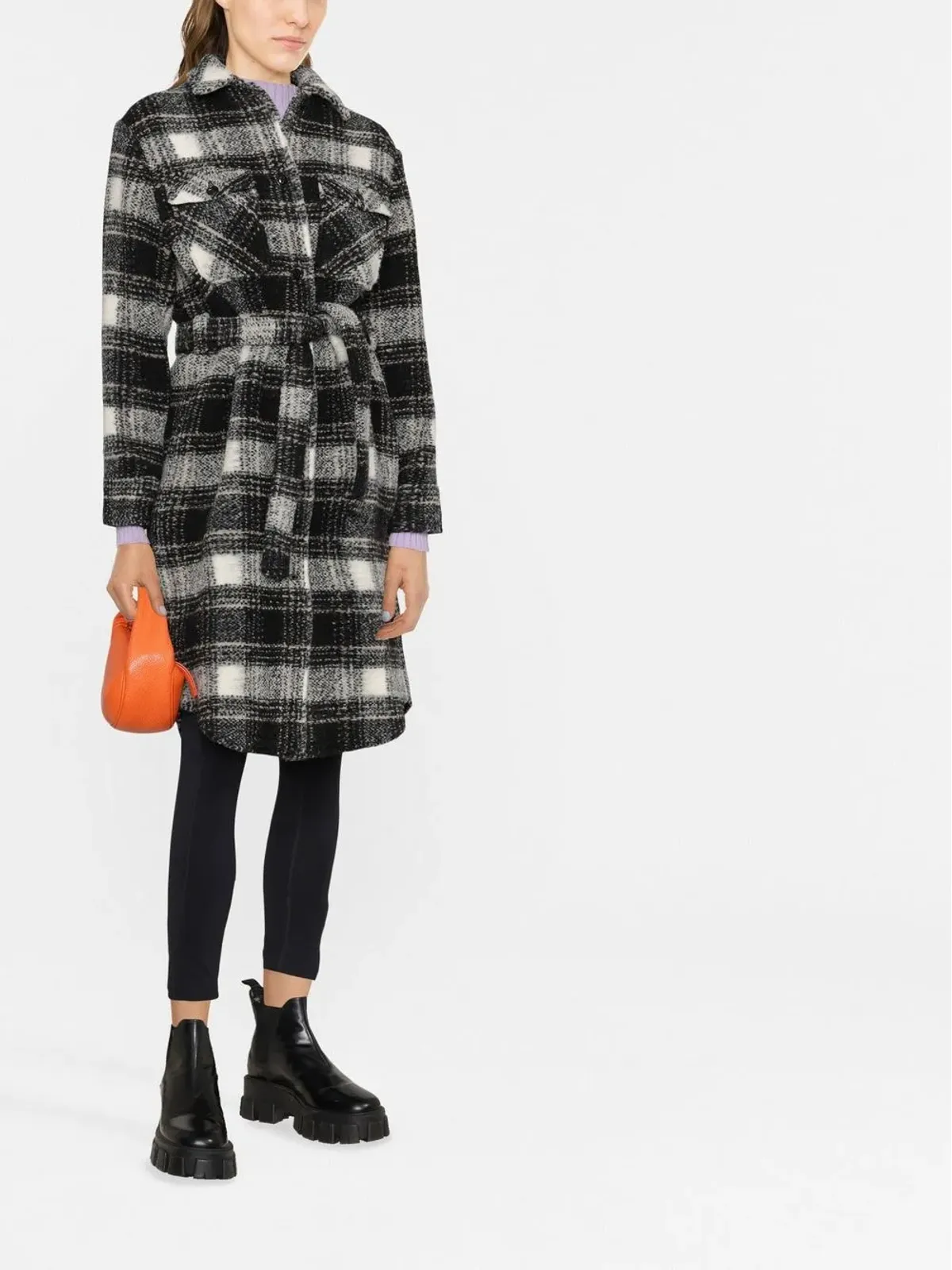 Woolrich チェック柄ウール混シャツコート ブラック - 画像2