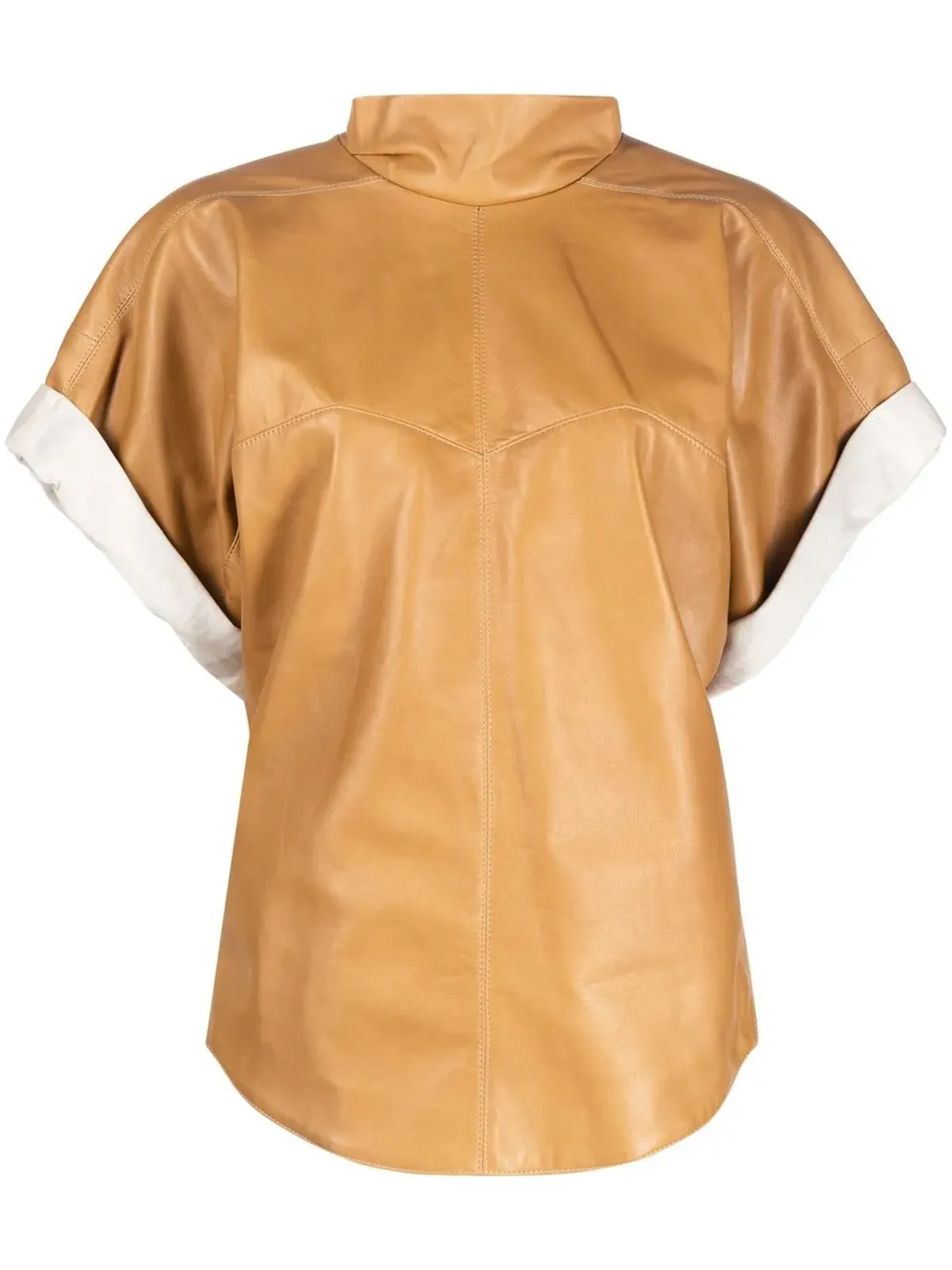ISABEL MARANT Baiao ロールスリーブ レザー トップ - 画像1