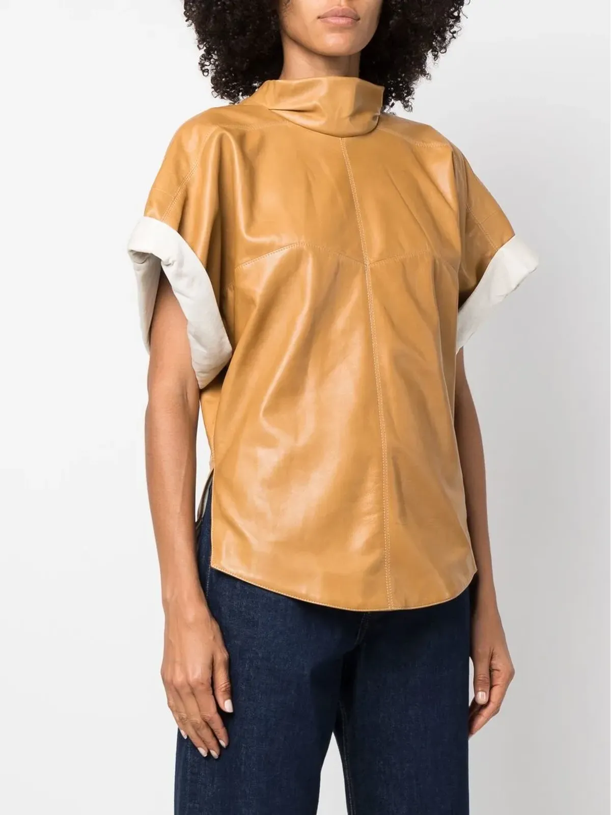 ISABEL MARANT Baiao ロールスリーブ レザー トップ - 画像3
