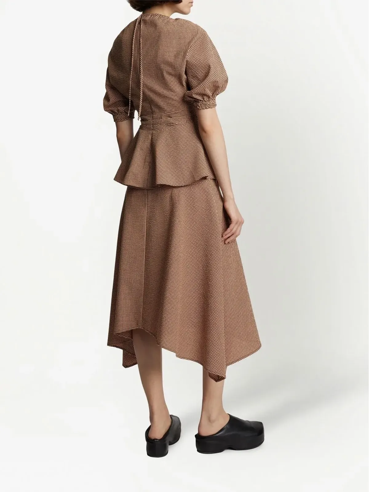 Proenza Schouler White Label ギンガムチェック長袖ペプラムトップ - オレンジ - 画像4