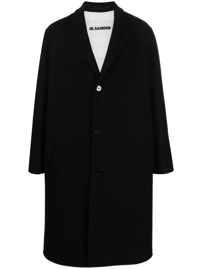 Jil Sander Jil Sander ブラック シングルブレスト ミドル丈コートの商品画像