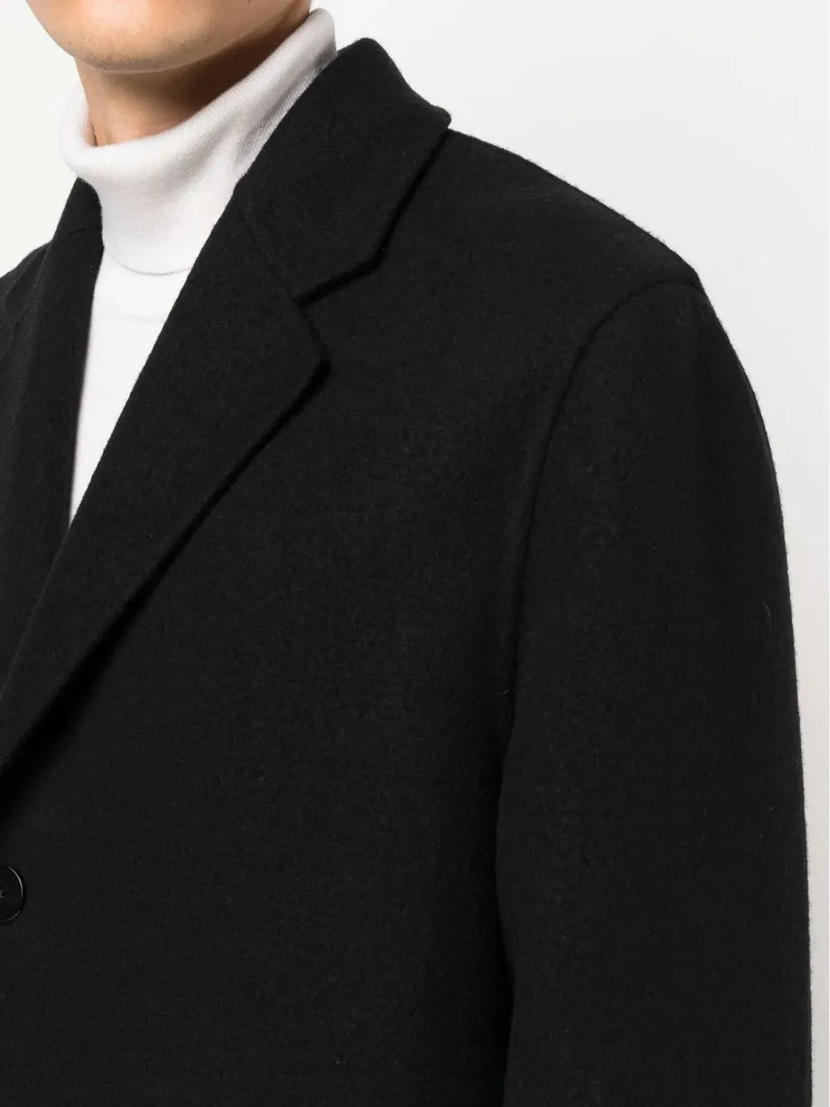 Jil Sander ブラック シングルブレスト ミドル丈コート - 画像5