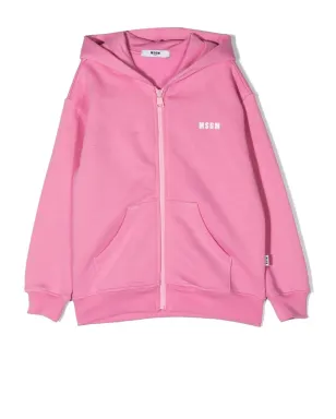 MSGM Kids ロゴプリント ジップ付きフーディー - サムネイル1