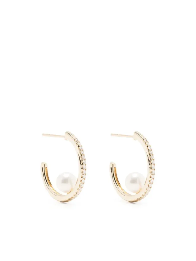 Mizuki Mizuki 14kt イエローゴールド ダイヤモンド・淡水パール フープイヤリングの商品画像