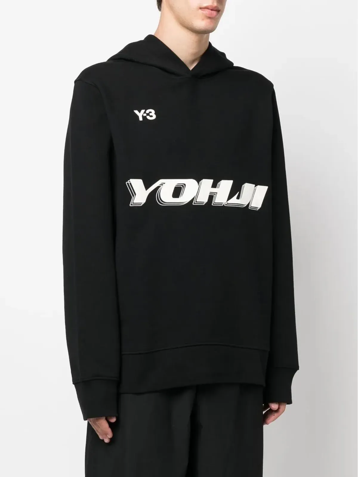 Y-3 ロゴプリント コットンフーディー - 画像3